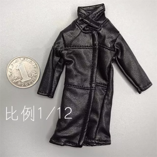 1/12 Marvel Punisher Black Leather Coat For 6in Figure Body Model Top Collection