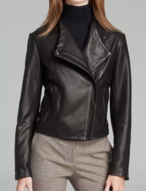 $995 Nwt Theory Phelan R Zipper Moto Leather Jacket Black Sz S