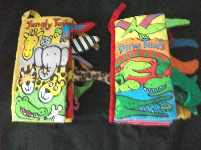 Libros suaves para bebés, JELLYCAT Jungly Tails y Dino Tails paquete arrugado crujido x 2