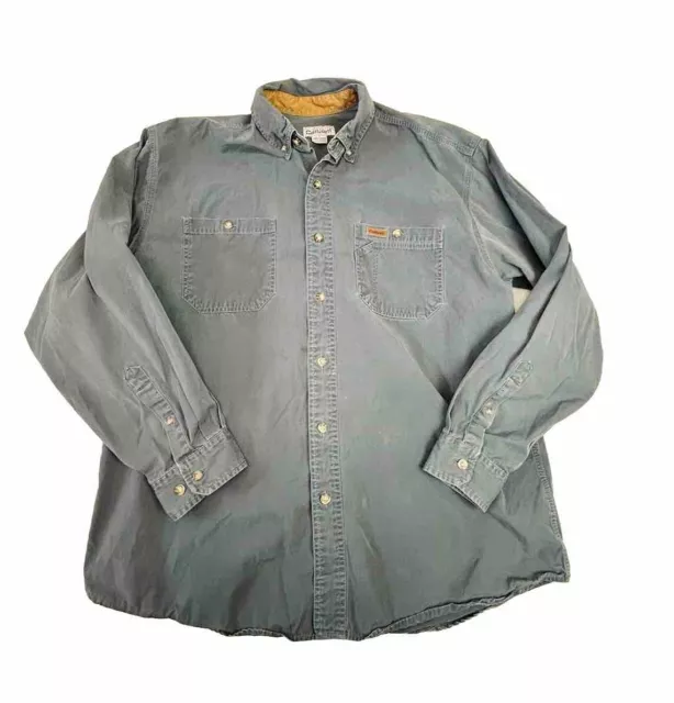 Carhartt Mens Shirt Long Sleeve Relaxed Fit Gray Smoke Large Work Wear Cotton