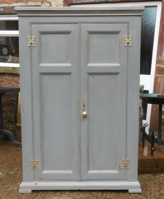 Antique Rustic Victorian Painted Pine Cupboard
