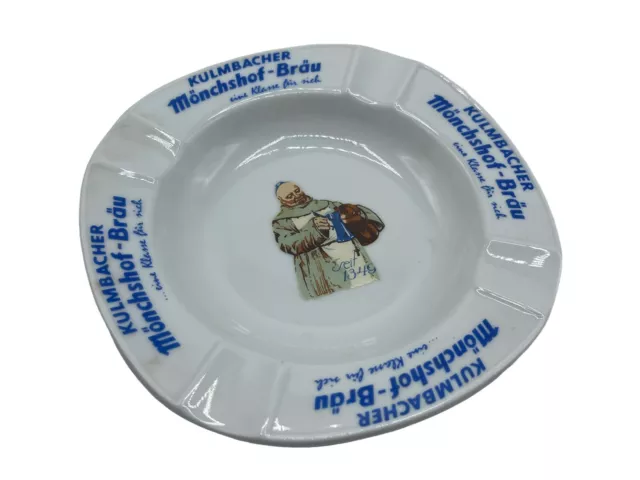 Vintage Kulmbacher Monchshof Brau Porcelain Ashtray Altenkunstadt Bavaria 6"