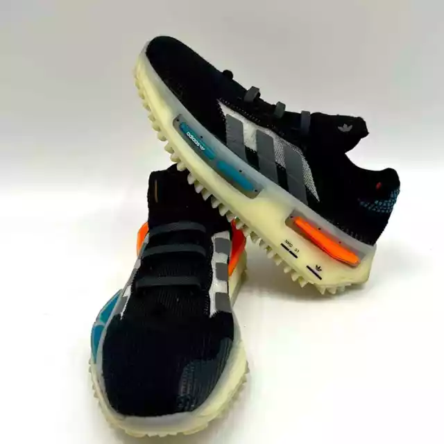 Adidas Nmd _S1 Boys Size 4 Big Kids Black Gray Orange Blue Sneakers