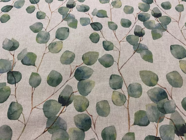 Eucalyptus Tree Linen Fabric Green Beige  Curtain Blind Upholstery Fabric