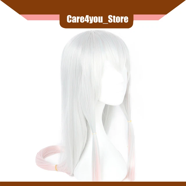 Item of 1 Women 37" Straight Hair Wigs Gradient Gray Short Hair Wig with Wig Cap