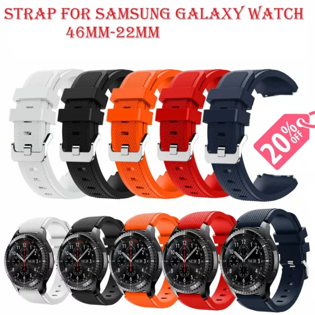 For Samsung Galaxy watch Strap 46mm Silicone Fitness Replacement Wrist Band 22mm