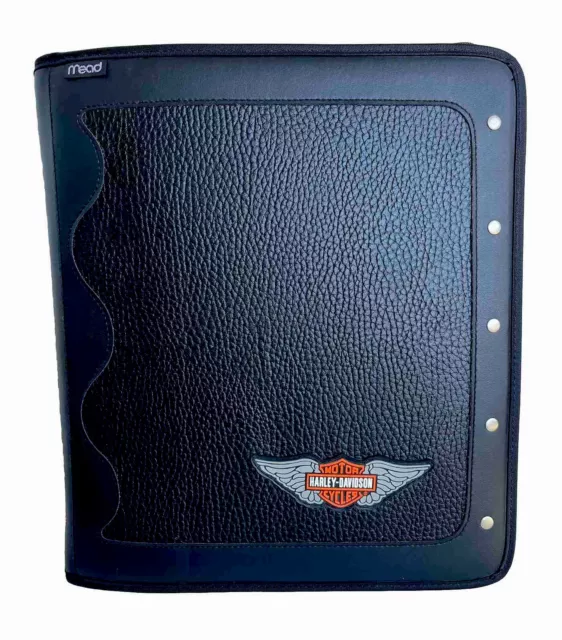 Vintage Mead Harley Davidson Leather 3-Ring Binder Portfolio Trapper Keeper 1996