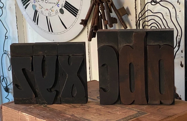 'ABCXYZ' caractères d'imprimerie en bois lettres anciennes typographie imprimer