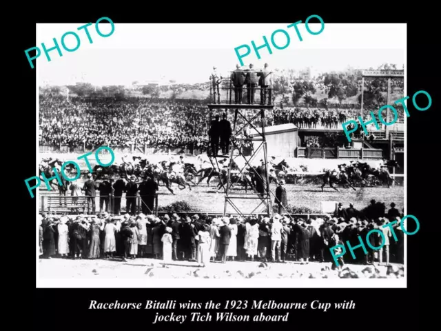 OLD 8x6 HISTORIC HORSE RACING PHOTO OF BITALLI WINNING THE 1923 MELBOURNE CUP