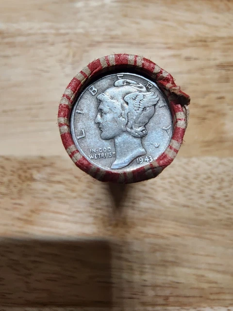 Roll Of Sealed Wheat Pennies 1943 Silver Dime Ww2 Steel Unsearched Ungraded
