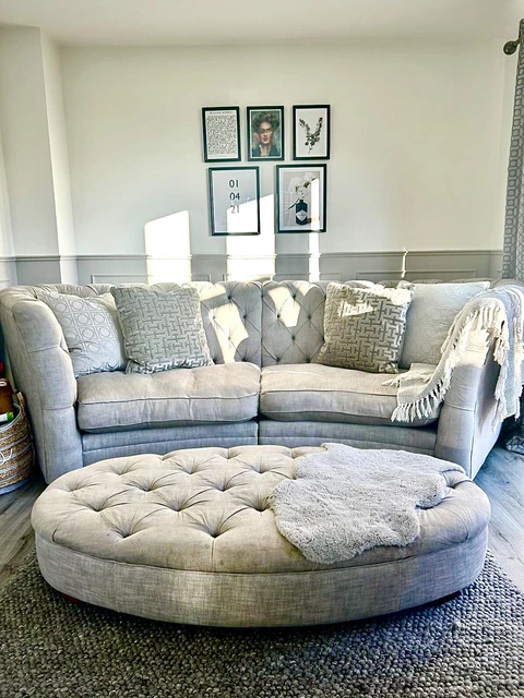 SOFOLOGY CRISTIANA CURVED Sofa With Matching Footstool 430.00 PicClick UK