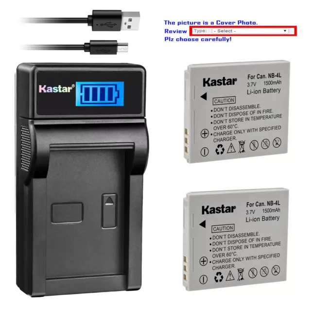 Kastar NB-4L Battery Charger for Canon PowerShot SD630 SD750 SD780 IS SD1100 IS