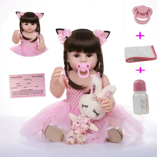 22" Reborn Dolls Baby Realistic Full Body Vinyl Silicone Girl Newborn Xmas Gifts