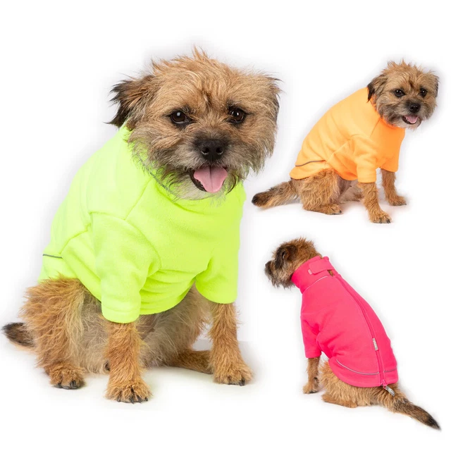 Fleece Dog Jumper Full Zip Pet Puppy Coat Sweater Clothes Rydale 3 Neon Colours