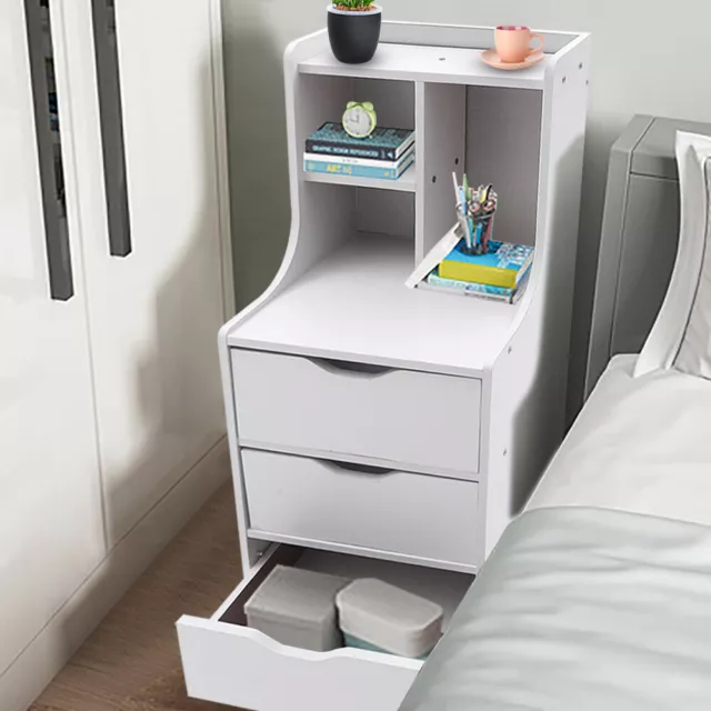 Bedroom Bedside Table Nightstand End Side 3-Tier Organizer Drawers