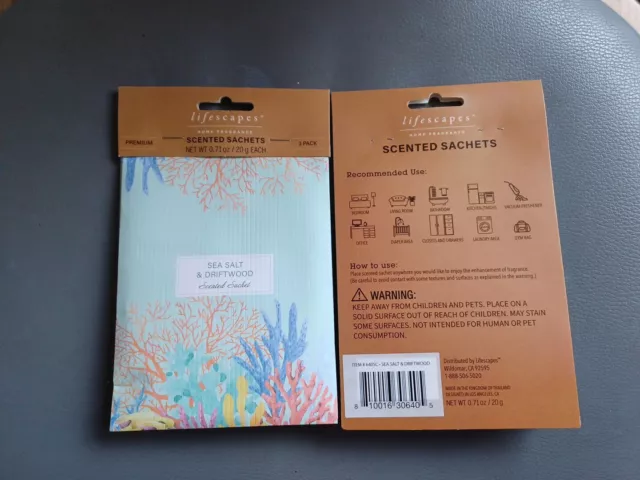 Scented Sachets Lifescapes - Sea Salt and Driftwood-   Pack of 3 20g packs