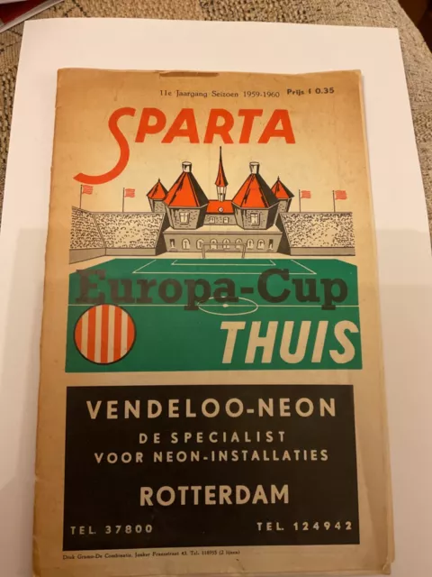 1960 EURO CUP  Quarter Final SPARTA ROTTERDAM  V  RANGERS, GLASGOW 9/3/1960