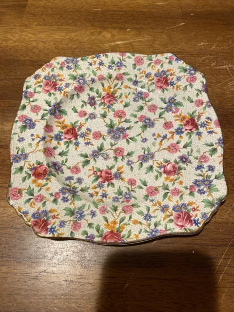 Royal Winton Grimwades 'Old Cottage Chintz' Ascot Square 7.75” Salad Plate EC