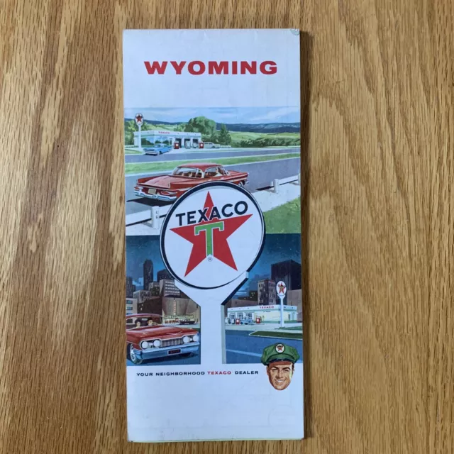 Texaco Map Wyoming Cheyenne Casper Yellowstone 1963 Gas Oil Advertising