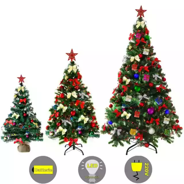 Sapin de Noël Arbre / Sapin Vert Avec Déco Multicolore Et Guirlande Lumineuse