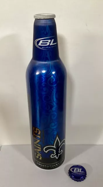 Bud Light New Orleans Saints 2010 Champs 16 Oz Aluminum Bottle  *Empty Bottle*