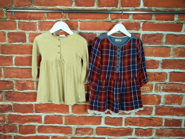 Baby Girls Bundle Age 12-18 Months 100% Next Long Sleeve Dress Check Winter 86Cm