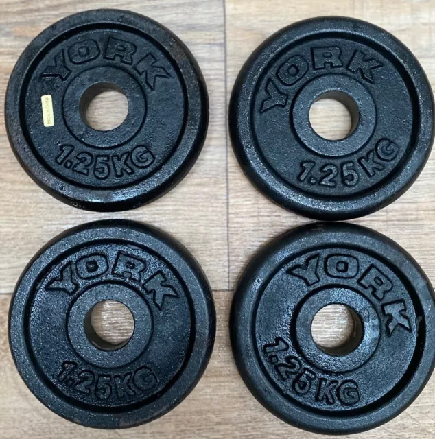 York Weight Plates Cast Iron 1.25kg x 4 for 1" inch Barbell.