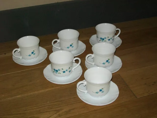 6 TASSE à café avec soucoupe VINTAGE MYOSOTIS VERONICA ARCOPAL DESIGN 70 80