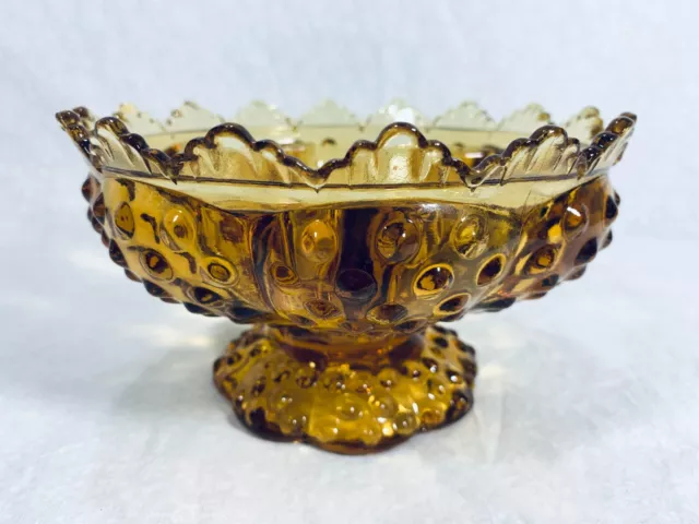 Fenton Colonial Amber (#3872-CA) Hobnail 6" Diameter Candle Bowl Centerpiece