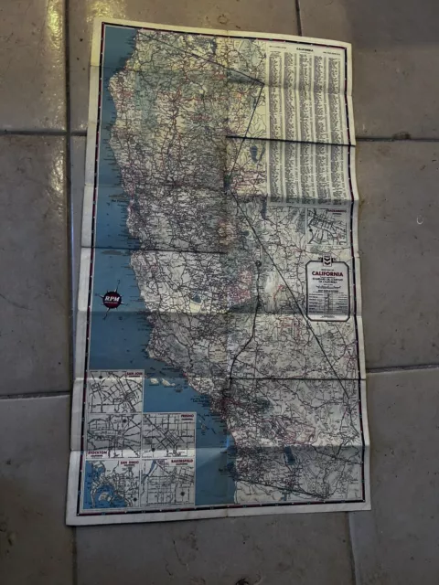 1941 Standard Oil Of California Road Map RPM Gas 31-1/2”x18” 3