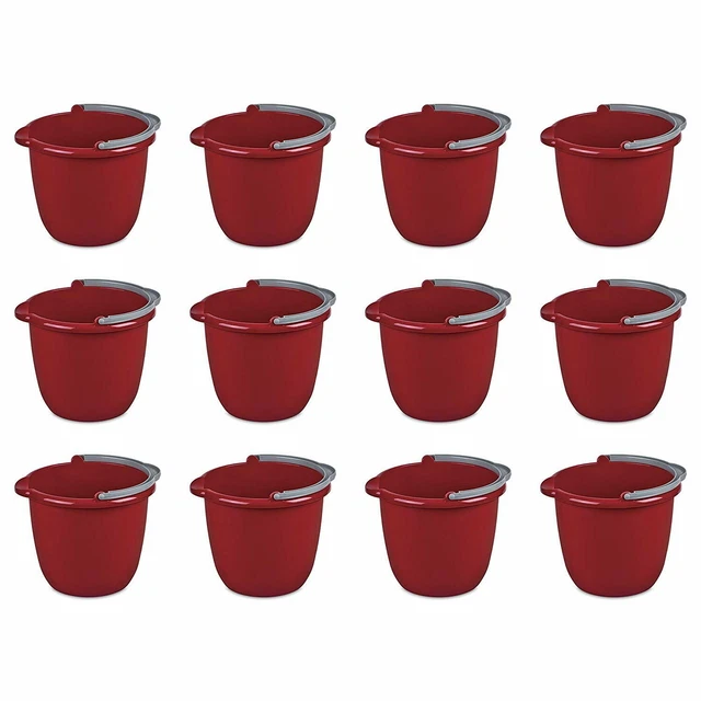 Sterilite 1120 10-Qt Easy Pour Spout Pail w/ Comfy Grip Handle, Red (12 Pack)