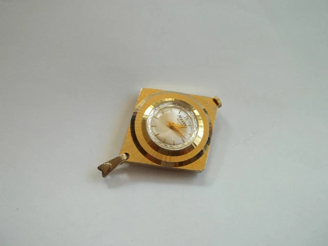 Vintage Butterfly Shape Watch MCM Pendant Swiss Wind Up Massy De Luxe 2” w Works VINTAGE MASSY DE Luxe Gold Tone Moth/Butterfly Pendant Watch  main image 3