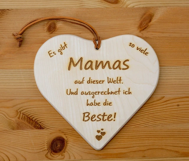 HOLZ HERZ WEIHNACHTEN Schild Spruch MAMA Lasergravur Geburtstag
