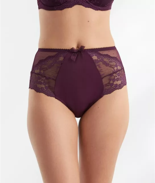 Pour Moi BLACKBERRY Flora High-Waist Brief Panty, US Medium, UK 12