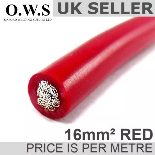 16mm² PVC Hi-Flex COPPER BATTERY STARTER / EARTH / WELDING CABLE (red) 110 AMPS