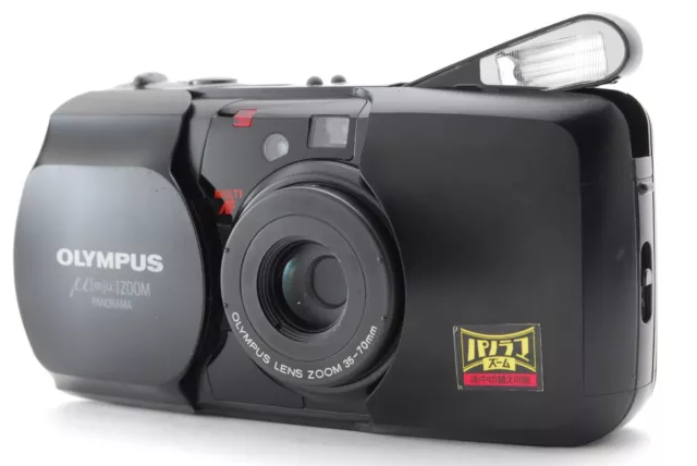 【NEAR MINT】 Olympus μ Mju ZOOM PANORAMA BLACK Point & Shoot Film Camera JAPAN