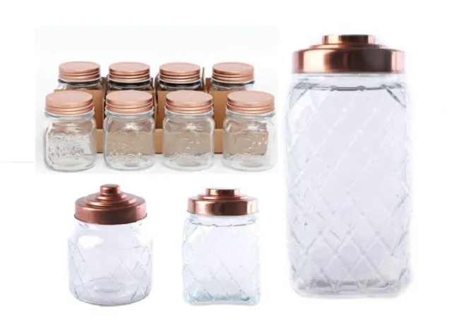 Kupferdeckel Glas Aufbewahrungsgläser Tee Kaffee Zucker Küche Kanister Glasbehälter