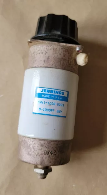 1000 pf  3 KV Peak Jennings CMV1-1000-0303 Variable Vacuum Capacitor Radio