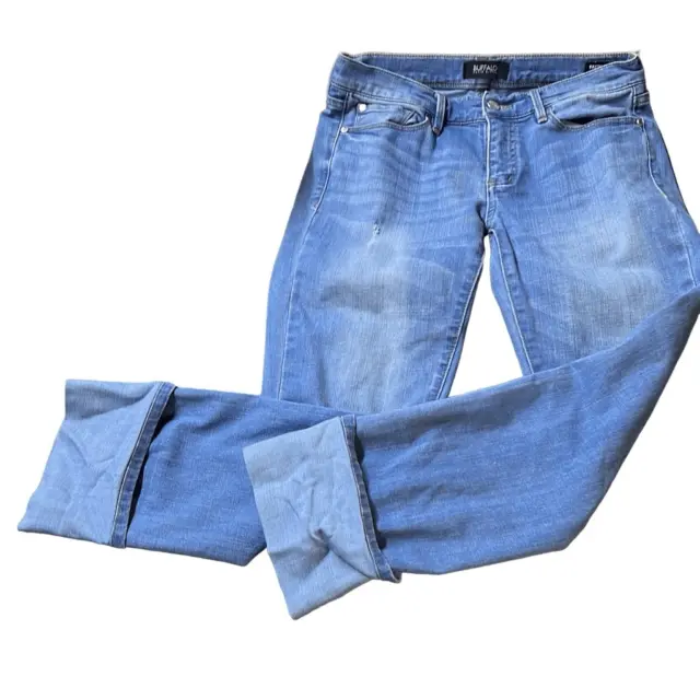 Buffalo Women's Blue Mid Rise Stretch Faith Straight Crop Denim Jeans Size 27