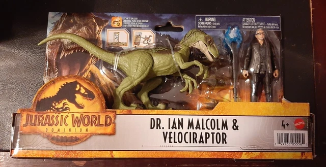 JURASSIC WORLD DOMINION Dr. Ian Malcolm & Velociraptor 3.75” New £23.28
