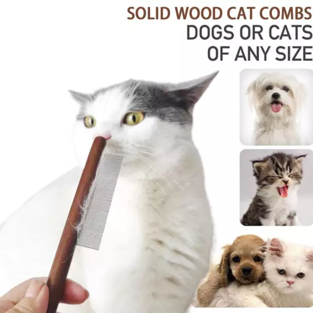 Pets Hair BrushSolid Wood Comb Pet Grooming Cleaning Tool Cat Grooming Comb X0E2