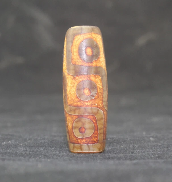 Old China tibet dzi beads agate 9 eye Amulet antique necklace pendant B002