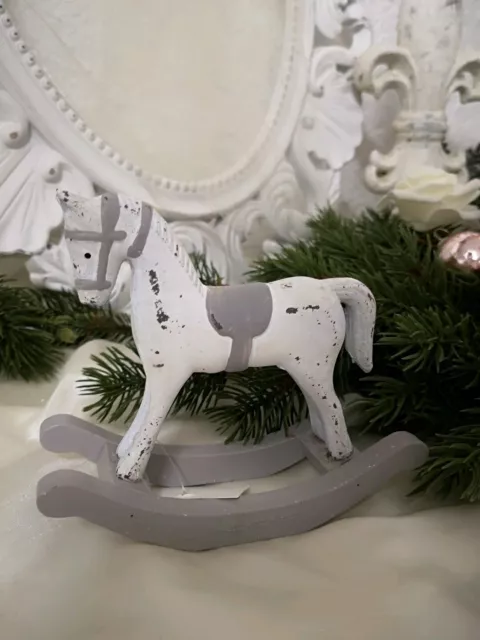 Caballo de Mecedora Nostalgia Gris Navidad Caballo Navidad Shabby Vintage