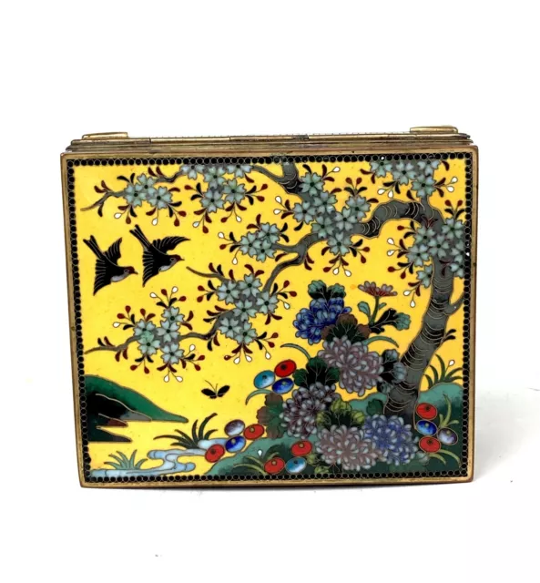 Antique Japanese Cloisonne Gilt Enamel Box and Cover