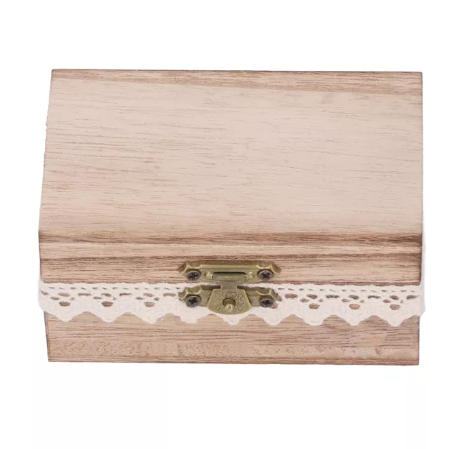Wooden Ring Box Personality Country Style Wooden Ring Ornament Box With Lace ✲ 2