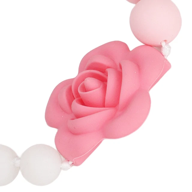 (Rosa)Bracciale Per La Dentizione Collana Masticabile Flessibile In Silicone