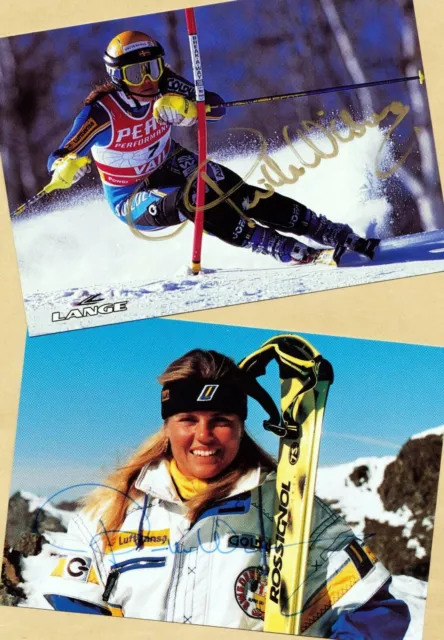 Pernilla WIBERG (2) 2 TOP Autogramm - Bilder - Print - Copies + SKI AK SIGNIERT