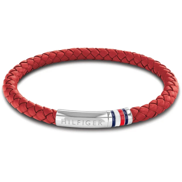 Bracelet Homme TOMMY HILFIGER INTERWOVEN BRAIDED 2790404 Cuir Rouge
