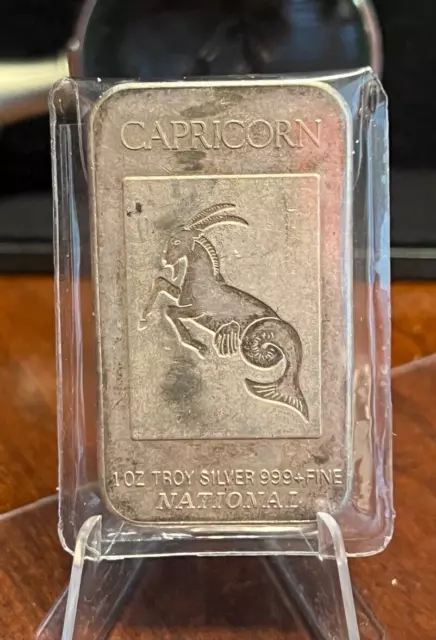 Capricorn National Mint One Troy Ounce .999 Fine Silver Art Bar ~ Vintage