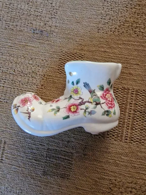 Old Foley James Kent LTD Chinese Rose Shoe Figurine Staffordshire England